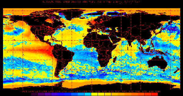 Global Sea Surface Temperature, NOAA, anomaly