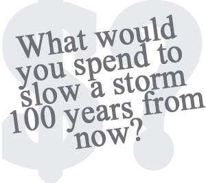 How much do we want to spend to slow storms 100 years from now?