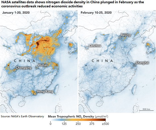 Chinese pollution February 2020, Coronavirus. Economic Activity.