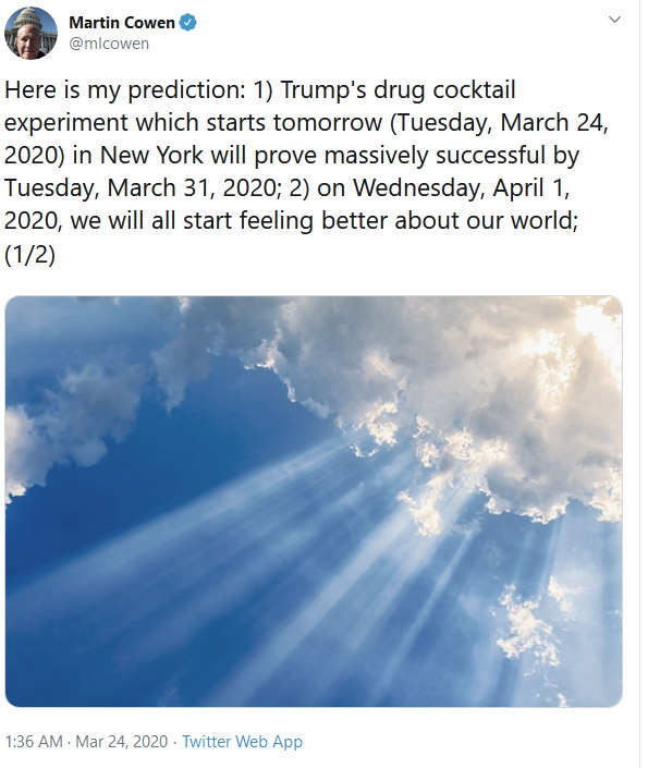 Trump prediction, Coronavirus.