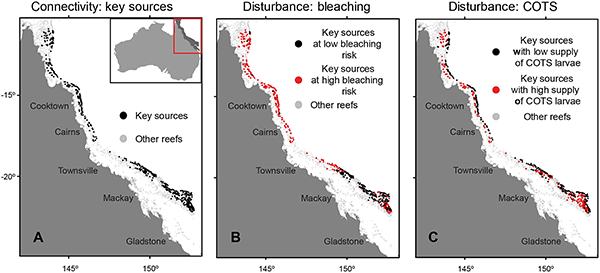 Great Barrier Reef, map, climate change, recovery, bleaching, crown of Thorns.