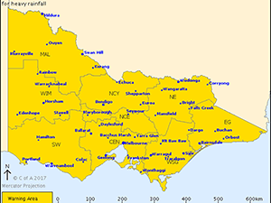 BOM, Bureau of Meteorology, Flood Warning for Victoria, Dec 2017.