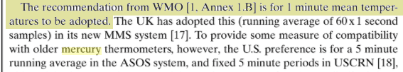 WMO standards for measuring temperature