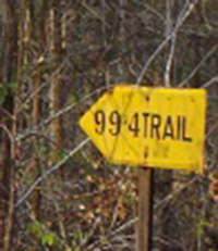 Fire trail marker sign.