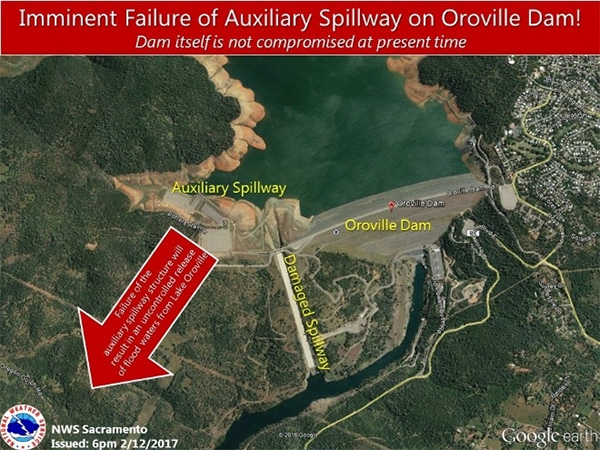 Oroville Dam, overhead view.