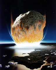 Asteroid Impact, Image Wikimedia, Don David, NASA. KT Extinction.